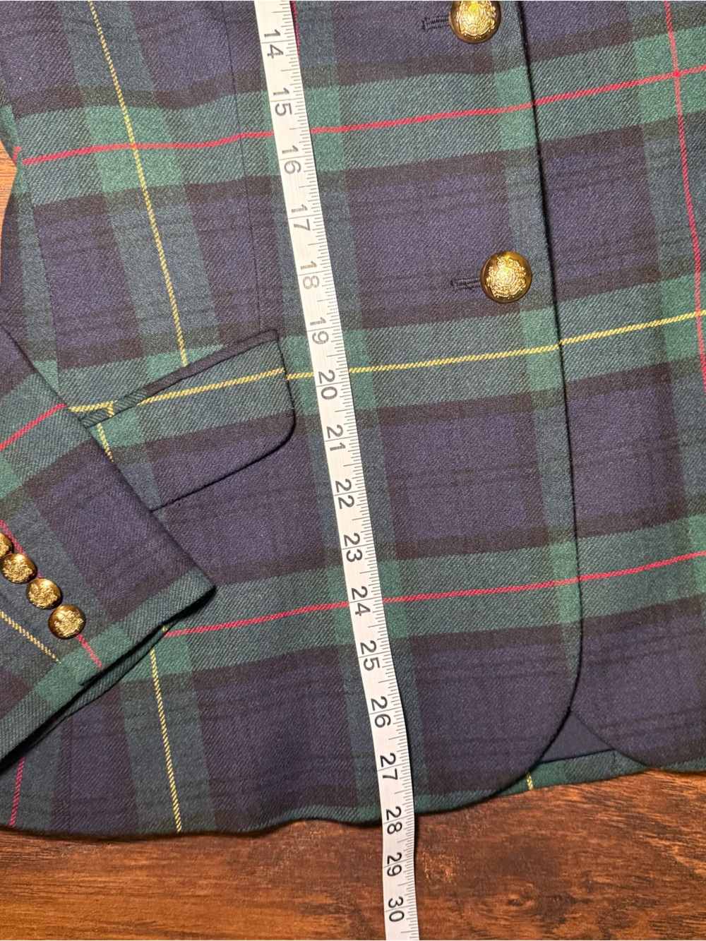 Ralph Lauren Plaid Bullion Crest Blazer 12 EUC Navy Green Tartan Preppy Academic - Picture 16 of 16